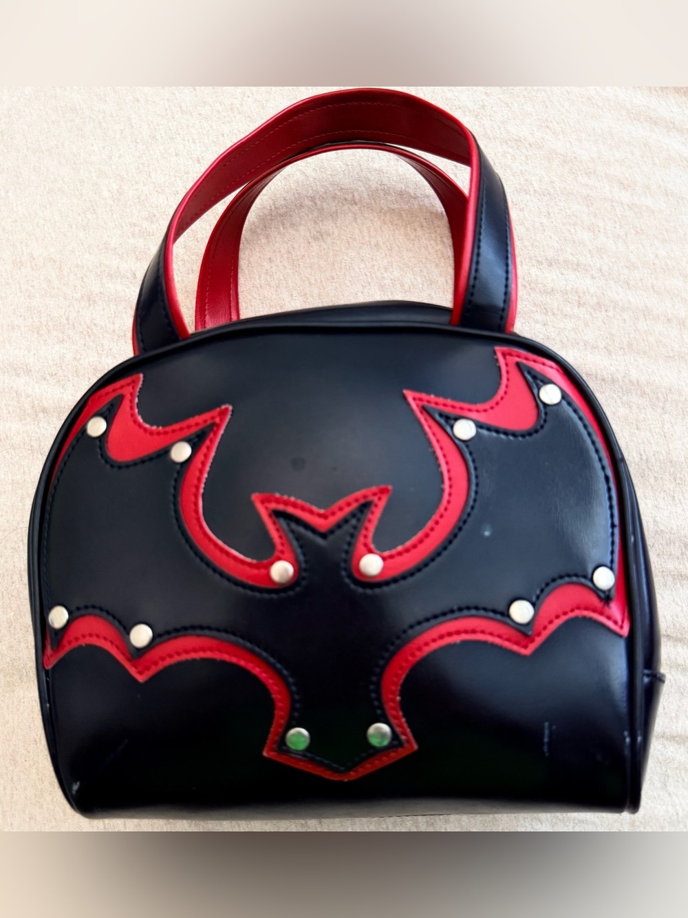 Addicted Black Red Bat Small Bowler Style Purse